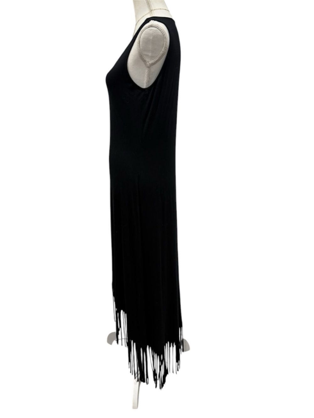Spense Black Knit Fringe Hem Maxi Dress - Picture 3 of 12